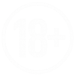 White 18+ symbol inside a circle on transparent background.