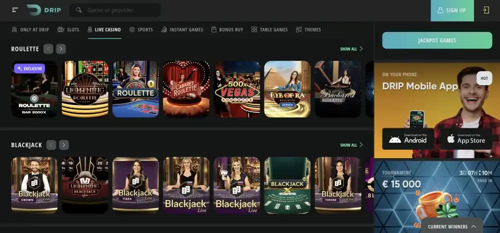 Drip Casino Live Dealer Streams
