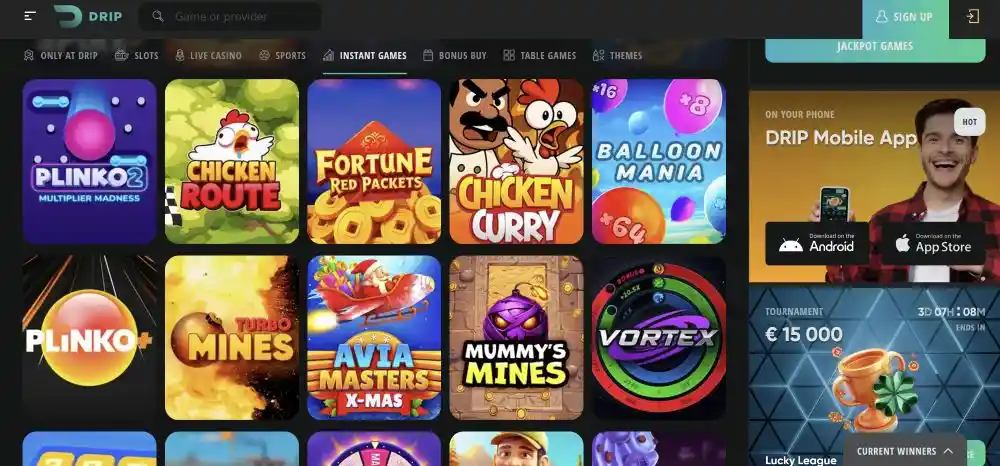 Drip Casino Mobile Gameplay