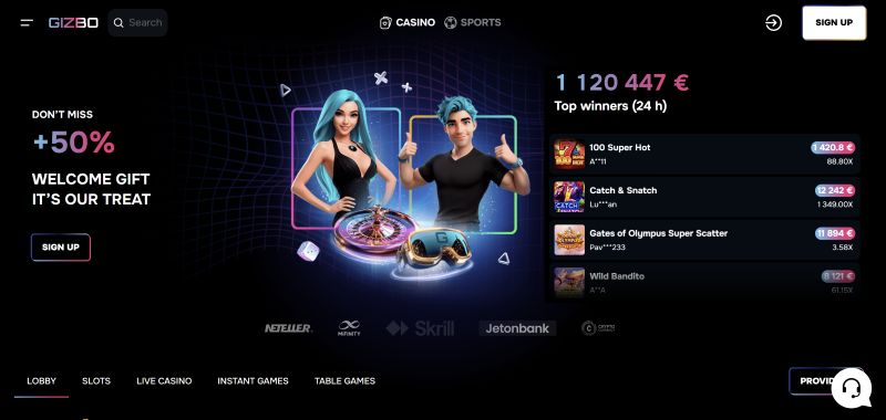 Gizbo Casino Australia Platform Interface