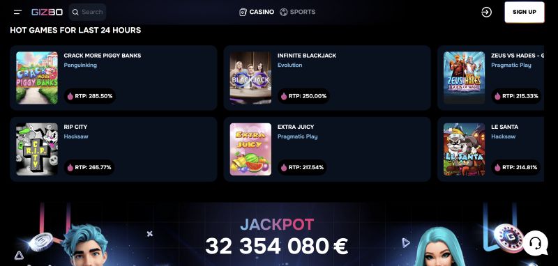 Gizbo Casino High Volatility Pokies