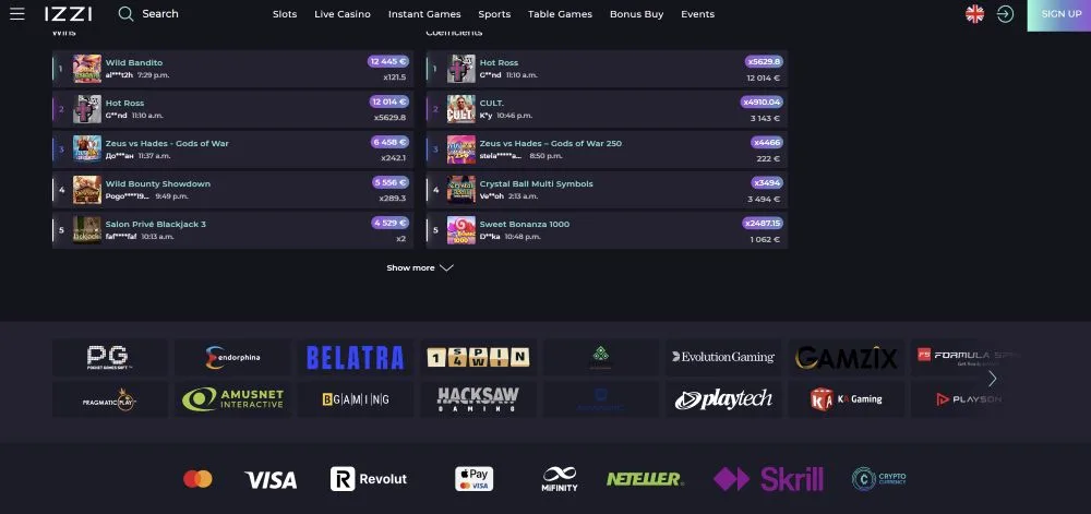 Izzi Casino PayID Cashier