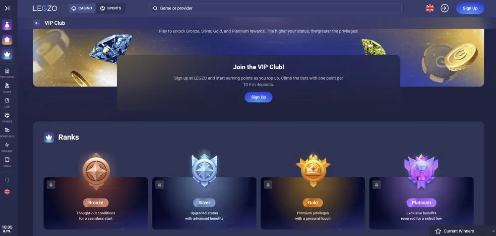 Legzo Casino PayID Cashier