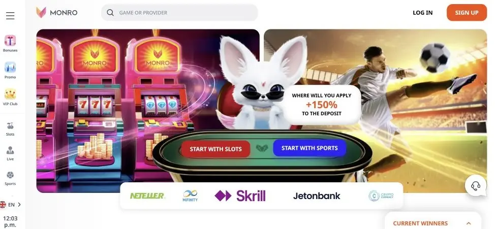 Monro Casino Australia Platform Interface