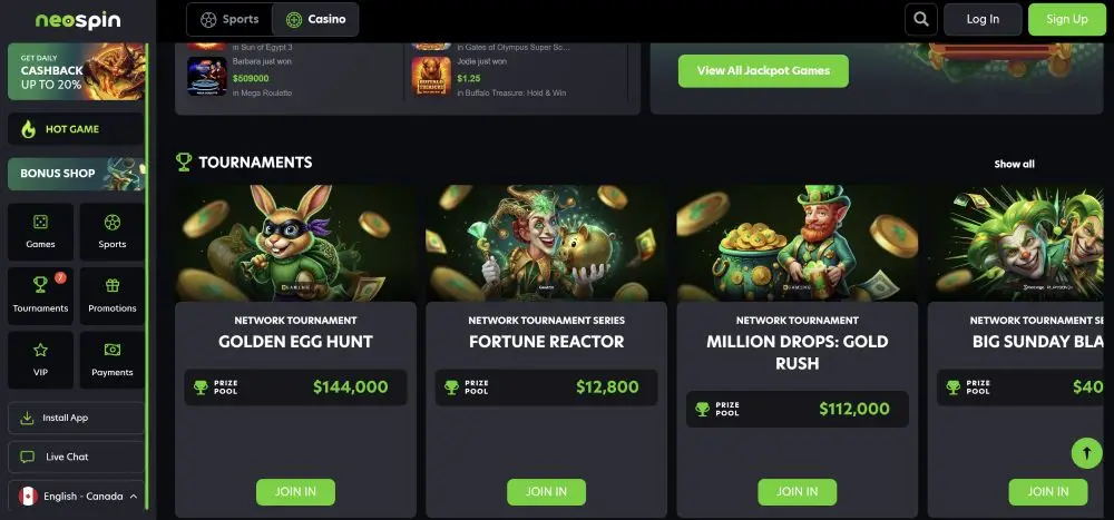 Neospin Casino Crypto Cashier