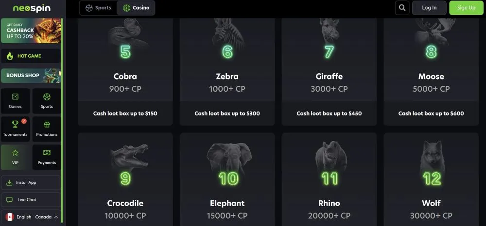 Neospin Casino Mobile Gameplay