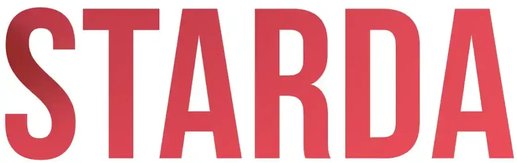 STARDA logo in bold red capital letters on a pure white background.