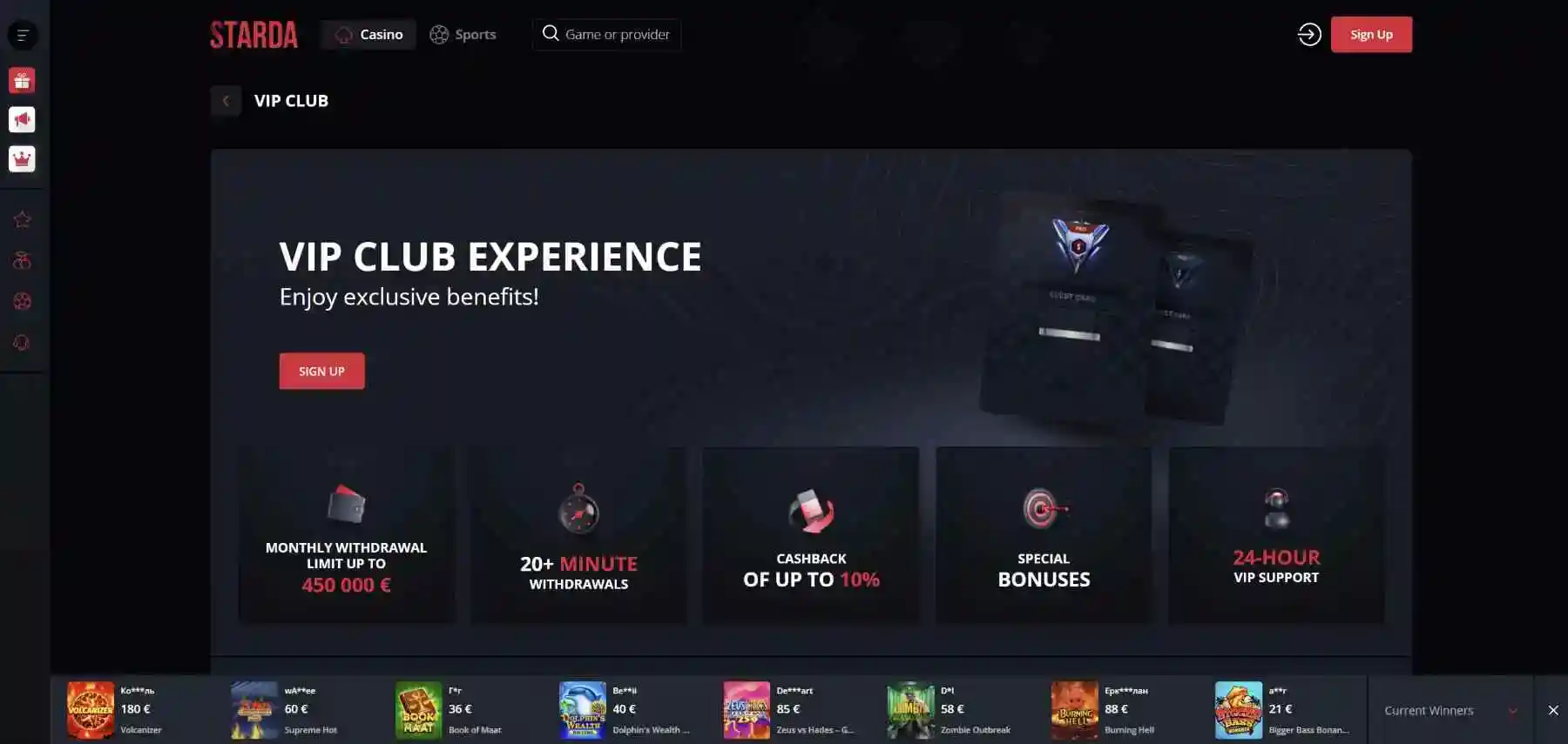 Starda Casino Australia Platform Interface